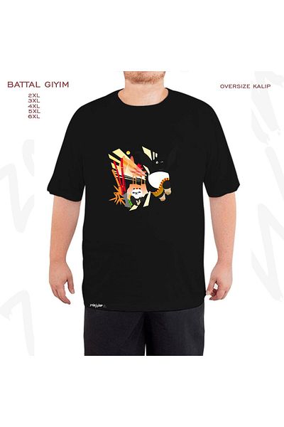 ZOKAWEAR Υπερμεγέθη Kung Fu Panda Po Fighting Printed King (Bol) Mold Μαύρο T-Shirt