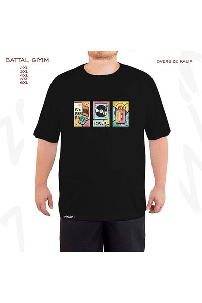 ZOKAWEAR Υπερμεγέθη ρετρό vintage εμπριμέ μαύρο μπλουζάκι της δεκαετίας του '90