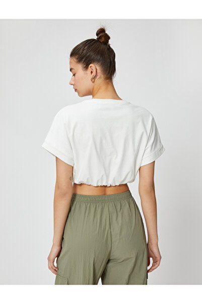 Koton Crop tričko Crew Neck Krátký rukáv Elastický pas