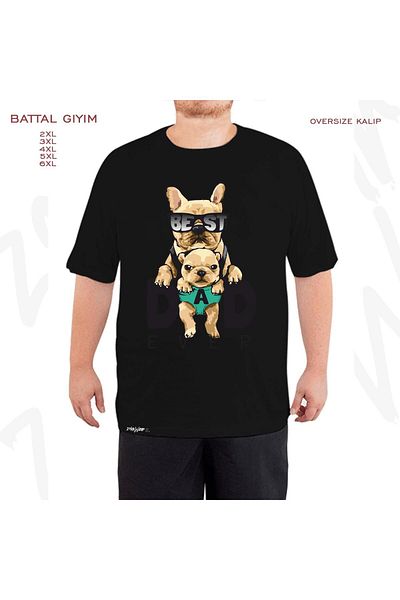 ZOKAWEAR Μαύρο μπλουζάκι Oversize Best Dad Ever Printed Battal (Bol) Mold