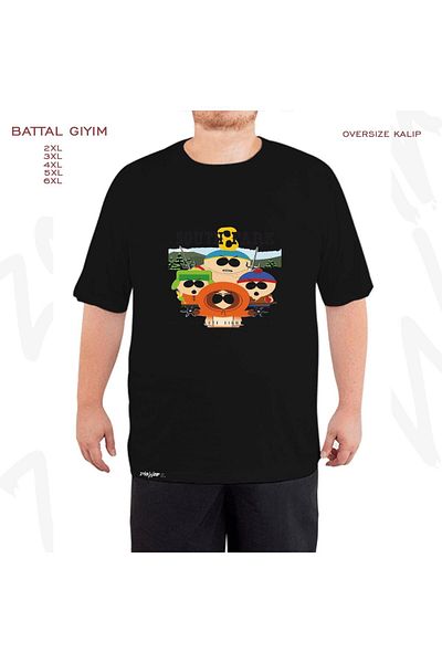 ZOKAWEAR Μαύρο μπλουζάκι Oversize South Park Printed Battal (Bol) Fit