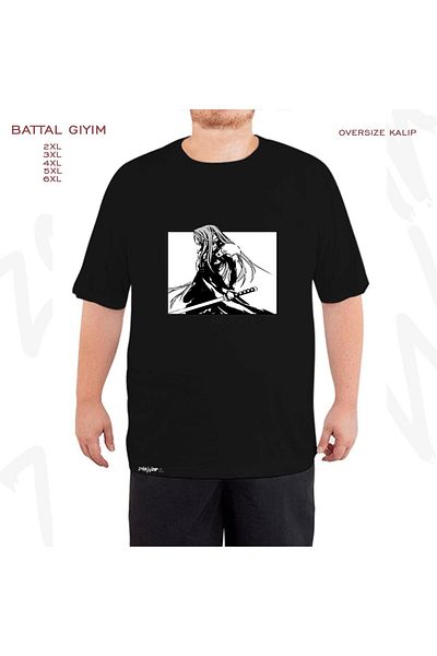 ZOKAWEAR Μαύρο μπλουζάκι Oversize Sephiroth Ffvii με στάμπα μεγάλου μεγέθους (Bol)