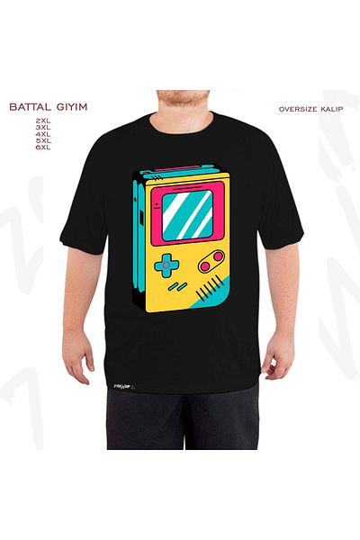 ZOKAWEAR Μαύρο μπλουζάκι Oversize Tetris Console Printed Battal (Bol) Mold