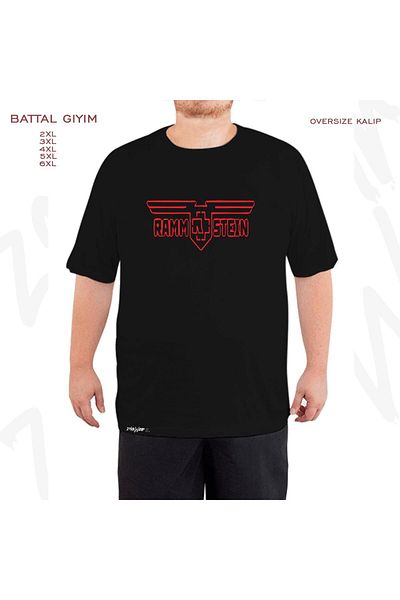 ZOKAWEAR Μαύρο μπλουζάκι μεγάλου μεγέθους Rammstein Eagle Printed Oversize (Bol) Mold