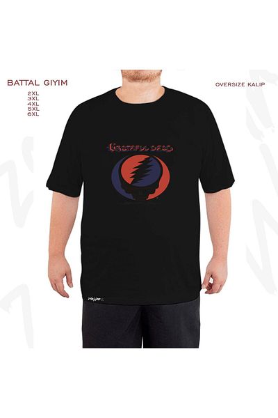 ZOKAWEAR Oversize Grateful Dead Printed Battal (Bol) Mold Μαύρο T-Shirt