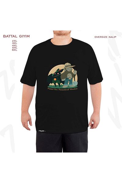 ZOKAWEAR Oversize Protect Our Paranatural Wonders Printed Battal (Bol) Mold Μαύρο T-Shirt