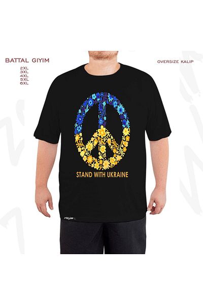 ZOKAWEAR Μαύρο μπλουζάκι Oversize Ουκρανίας με στάμπα Battal (Bol) Mold