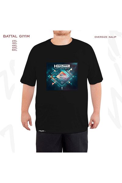 ZOKAWEAR Μαύρο μπλουζάκι μεγάλου μεγέθους Hardwell David Printed Battal (Bol) Mold