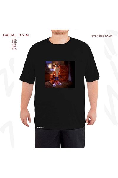 ZOKAWEAR Oversize Crash Bandicoot Printed Oversize (Bol) Μαύρο T-Shirt