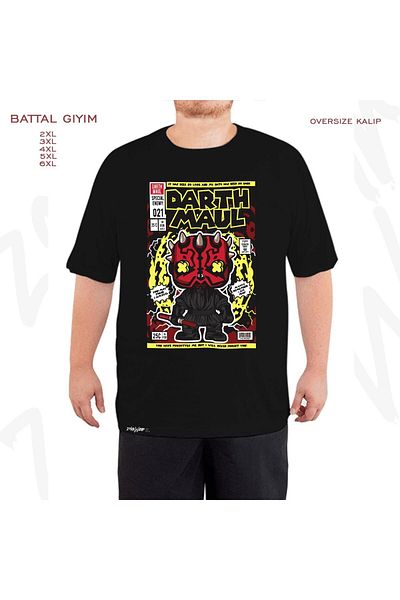 ZOKAWEAR Oversize Darth Maul Printed Battal (Bol) Μαύρο T-Shirt