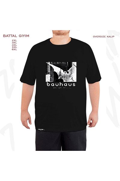 ZOKAWEAR Υπερμεγέθη μαύρο μπλουζάκι Bauhaus v2 με στάμπα μεγάλου μεγέθους