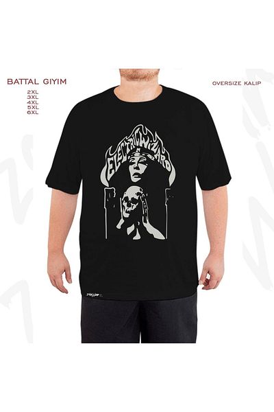 ZOKAWEAR Oversize Electric Wizard v2 Printed Battal (Bol) Mold Μαύρο T-Shirt