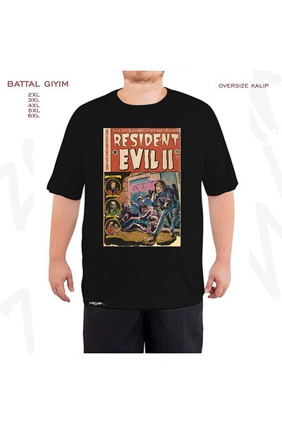 ZOKAWEAR Resident Evil 2 Fan Art Comic Book Printed - King Size Black T-Shirt