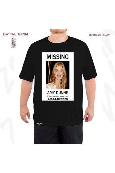 ZOKAWEAR Amy Dunne Blend Printed Oversize Μαύρο T-Shirt - Battal Fit