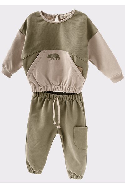 bombe Baby Girl Boy Bottom Top Double Set Khaki