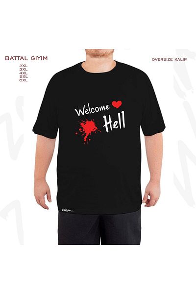 ZOKAWEAR Touhou Project Oversize Μαύρο T-Shirt - Welcome Hell Printed, King Fit