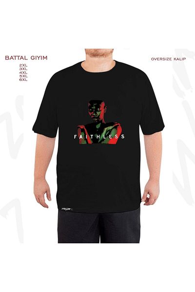 ZOKAWEAR Μαύρο μπλουζάκι Oversize Faithless Printed Battal (Bol) Mold
