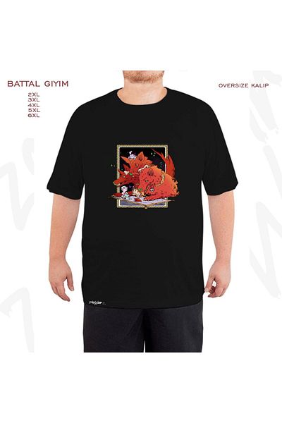 ZOKAWEAR Oversize Cerberus Hades Game Printed Battal (Bol) Mold Μαύρο T-Shirt