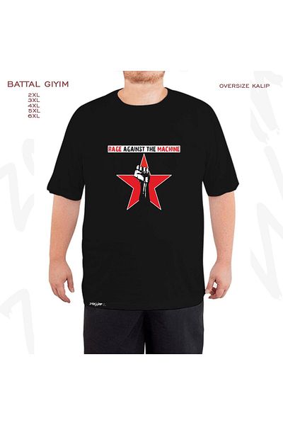 ZOKAWEAR Oversize Rage Against The Machine Printed Battal (Bol) Mold Μαύρο T-Shirt