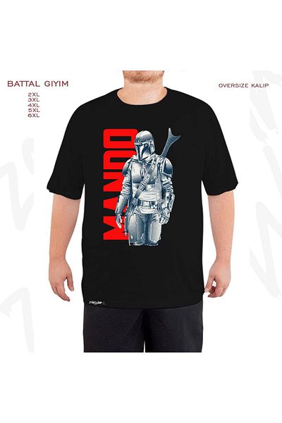 ZOKAWEAR Υπερμεγέθη Star Wars The Mandalorian Printed Battal (Μαύρο μπλουζάκι με φόρμα