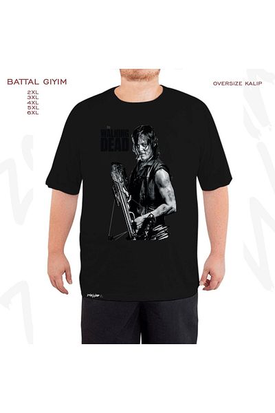 ZOKAWEAR Daryl Dixon The Walking Dead Printed - Μαύρο T-Shirt Battal Fit
