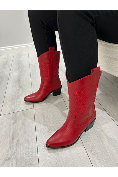 POTEEN Ptn Karlas Kelebek Western Γυναικείες Μπότες Cowboy -κόκκινο