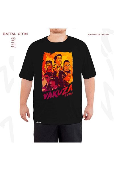 ZOKAWEAR Yakuza Heroes Printed Black Oversize T-Shirt - Battal Fit