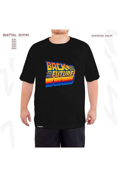 ZOKAWEAR Oversize Back To The Future Anniversary Ρετρό εμπριμέ μαύρο μπλουζάκι μεγάλου μεγέθους