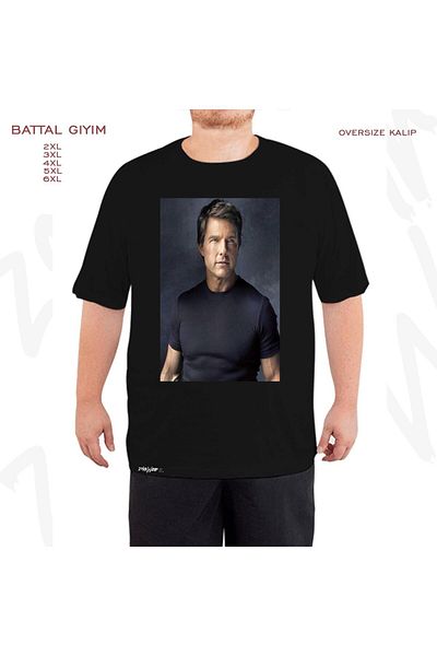 ZOKAWEAR Υπερμεγέθη μαύρο μπλουζάκι Tom Cruise με στάμπα μεγάλου μεγέθους (Bol)