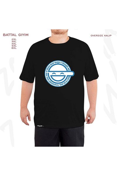 ZOKAWEAR Oversize The Laughing Man Ghost In The Shell Printed Battal (Bol) Mold Μαύρο μπλουζάκι