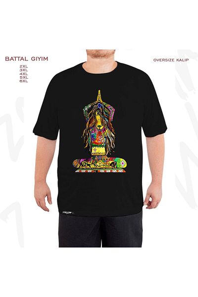 ZOKAWEAR Μαύρο μπλουζάκι Oversize Yoga Special Printed Battal (Bol) Mold