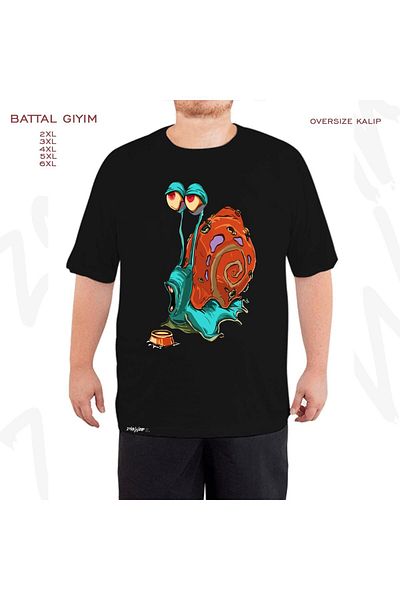 ZOKAWEAR Μαύρο μπλουζάκι Oversize Confused Snail Printed Battal (Bol) Mold