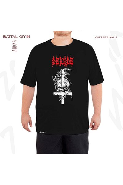 ZOKAWEAR Oversize Deicide Printed Battal (Bol) Mold Μαύρο T-Shirt
