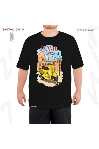 ZOKAWEAR Μαύρο μπλουζάκι με στάμπα μεγάλου μεγέθους Ρώμης Ιταλίας