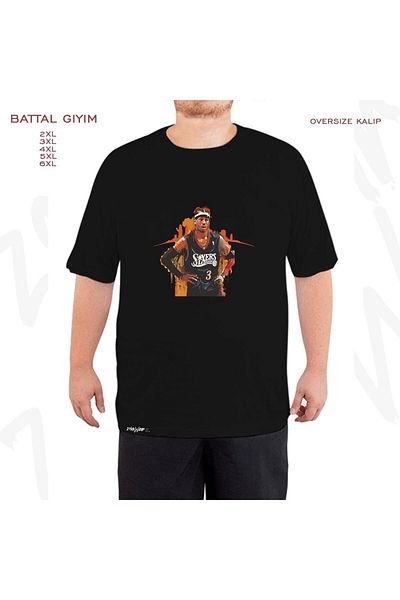 ZOKAWEAR Oversize Allen Iverson Printed Oversize (Bol) Μαύρο T-Shirt