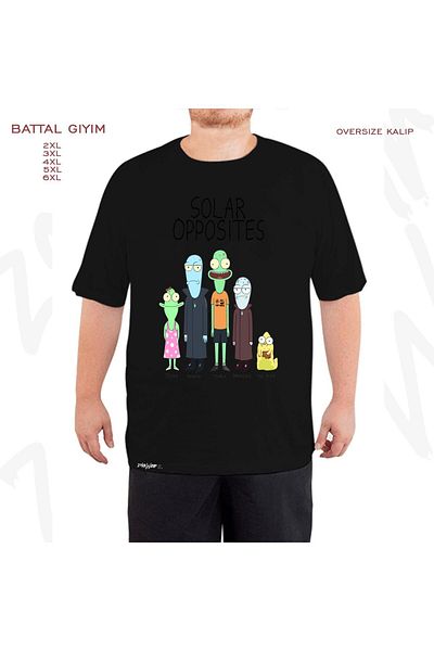 ZOKAWEAR Oversize Solar Opposites Printed Battal (Bol) Mold Μαύρο T-Shirt