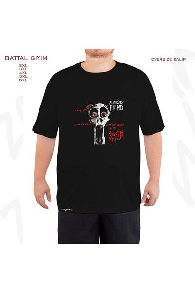 ZOKAWEAR Oversize Alien Fiend Printed Battal (Bol) Mold Μαύρο T-Shirt
