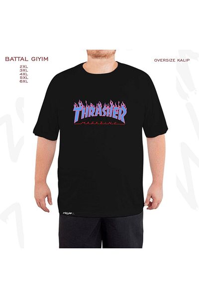ZOKAWEAR Oversize λογότυπο V2 Thrasher Printed Battal (Bol) Mold Μαύρο T-Shirt