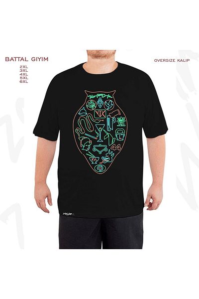 ZOKAWEAR Oversize Neon 2019 Printed Battal (Bol) Μαύρο T-Shirt