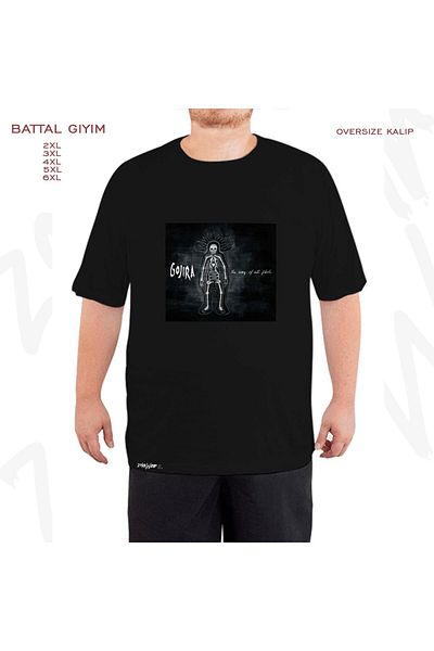 ZOKAWEAR Υπερμεγέθη Gojira v2 εμπριμέ μαύρο μπλουζάκι μεγάλου μεγέθους