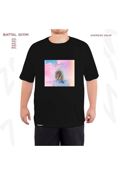 ZOKAWEAR Μαύρο μπλουζάκι Oversize Lover V2 Taylor Swift με στάμπα μεγάλου μεγέθους (πολύ)