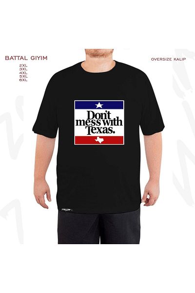 ZOKAWEAR Υπερμεγέθη Don't Mess With Texas Printed Battal (Μαύρο μπλουζάκι με φόρμα