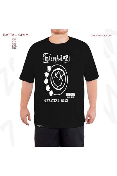 ZOKAWEAR Oversize Blink 182 Createst Printed Battal (Bol) Mold Μαύρο T-Shirt