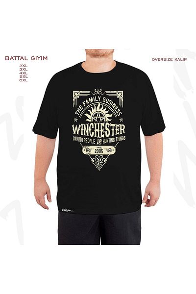ZOKAWEAR Supernatural A Very Winchester Printed - Μαύρο T-Shirt με μεγάλη εφαρμογή