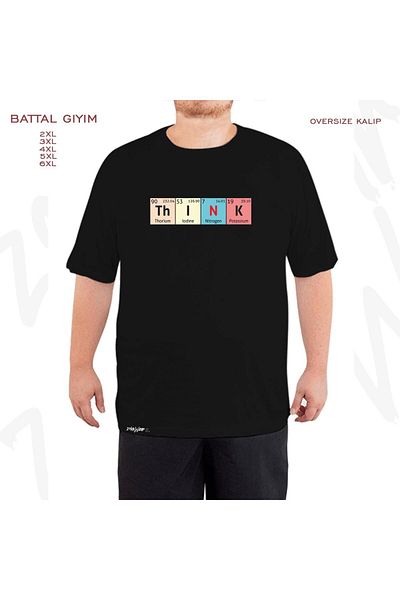 ZOKAWEAR Oversize Περιοδικός Πίνακας Think Chemist Printed Battal (Bol) Mold Μαύρο μπλουζάκι
