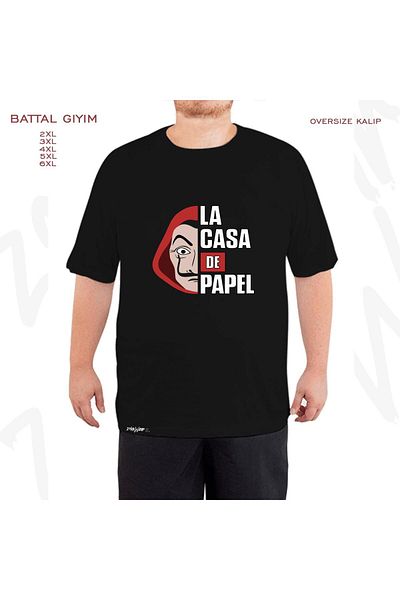 ZOKAWEAR Μαύρο μπλουζάκι Oversize La Casa De Papel με στάμπα μεγάλου μεγέθους (Bol)