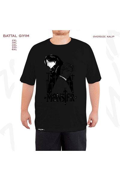 ZOKAWEAR Johan Liebert Kenzo Monstre Printed - Μαύρο T-Shirt με μεγάλη εφαρμογή