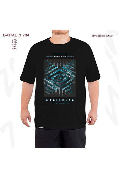ZOKAWEAR Oversize Radiohead 3 Printed Battal (Bol) Mold Μαύρο T-Shirt