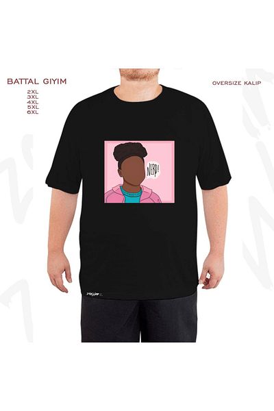 ZOKAWEAR Stranger Things Nerd Erica Sinclair Printed - Battal Mold Μαύρο T-Shirt