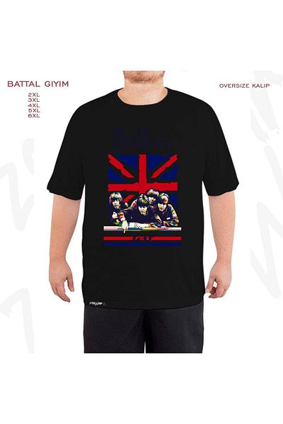 ZOKAWEAR Μαύρο μπλουζάκι Oversize UK The Beatles Printed Battal (Bol) Mold